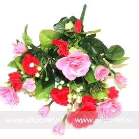 искусственные цветы азалия цвета светло-розовый с красным 54