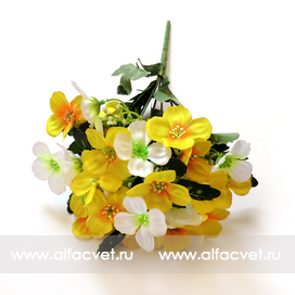 искусственные цветы фиалка цвета белый с желтым 13