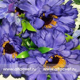искусственные цветы герберы цвета синий 12