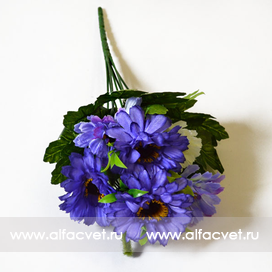 искусственные цветы герберы цвета синий 12