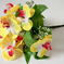 искусственные цветы букет орхидей с добавкой травка цвета белый с желтым 36