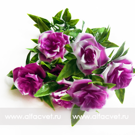 искусственные цветы букет роз пластик цвета фиолетовый 7